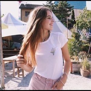 Brandy Melville embroidered flower top
